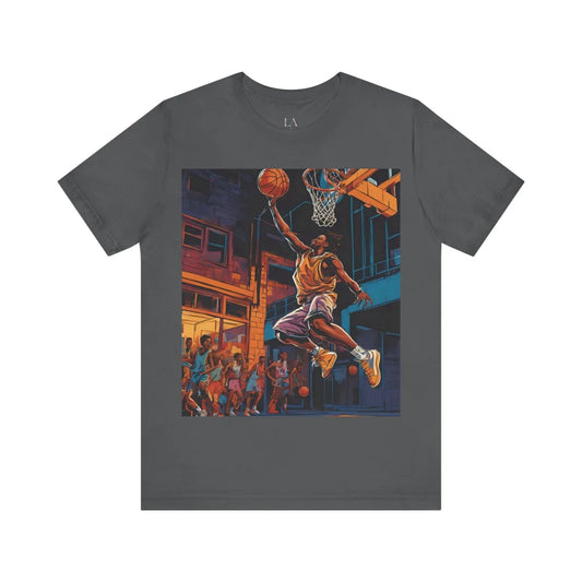 Dunk With Style - Urban Modern Black Man Basketball Unisex Jersey Short Sleeve Tee Asphalt / S