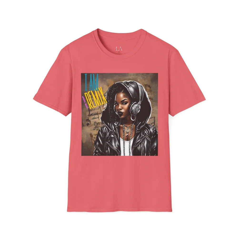 I Am Hip Hop Remix Unisex Softstyle T-Shirt S / Coral Silk