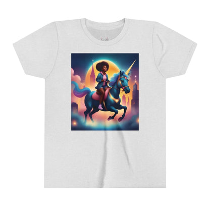 Unleash Your Magic - Urban Style Black Girl Unicorn Youth Short Sleeve Tee Kids Clothes