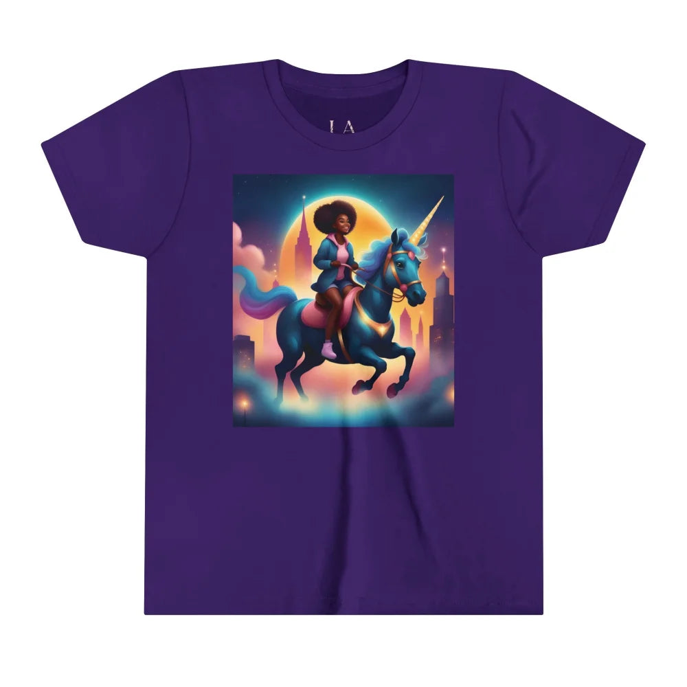 Unleash Your Magic - Urban Style Black Girl Unicorn Youth Short Sleeve Tee Kids Clothes