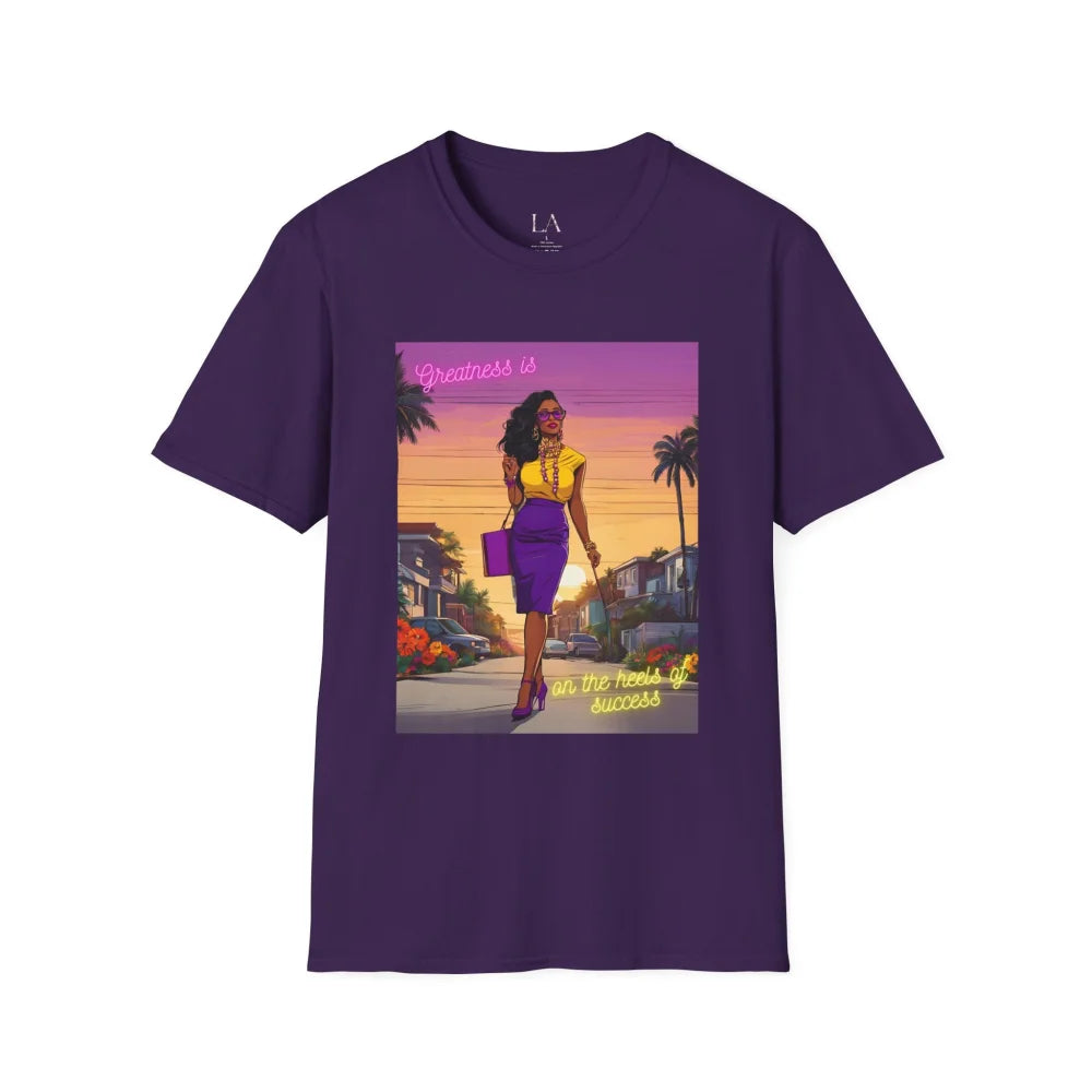 Urban Sleek Black Woman Power Unisex Softstyle T-Shirt S / Purple